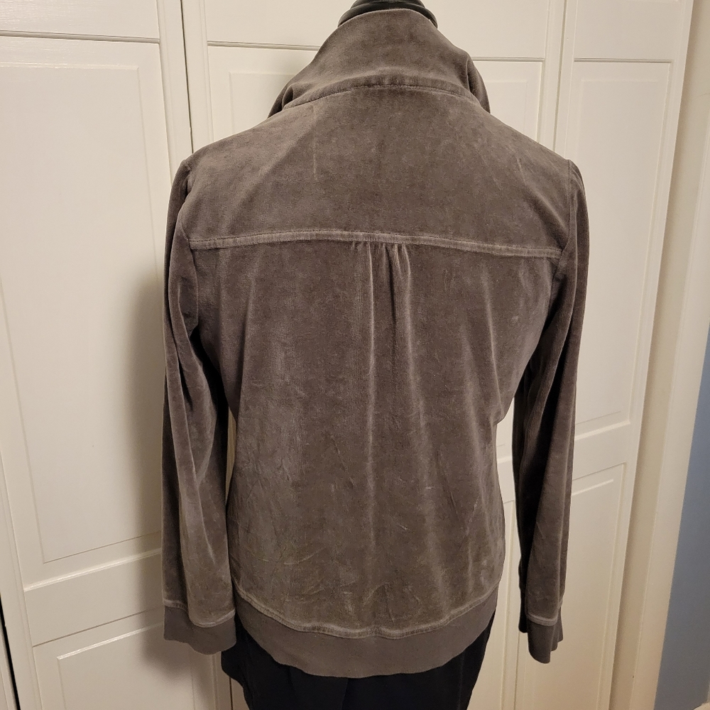90s/00s Grey Velour Sweatshirt By Talbots - Picture 5 of 5